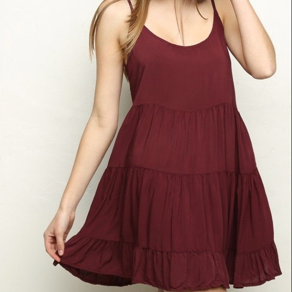 Brandy Melville Dress 🌸 Early 2010s Vibe Classic Burgundy Flowy Sundress - Picture 5 of 6